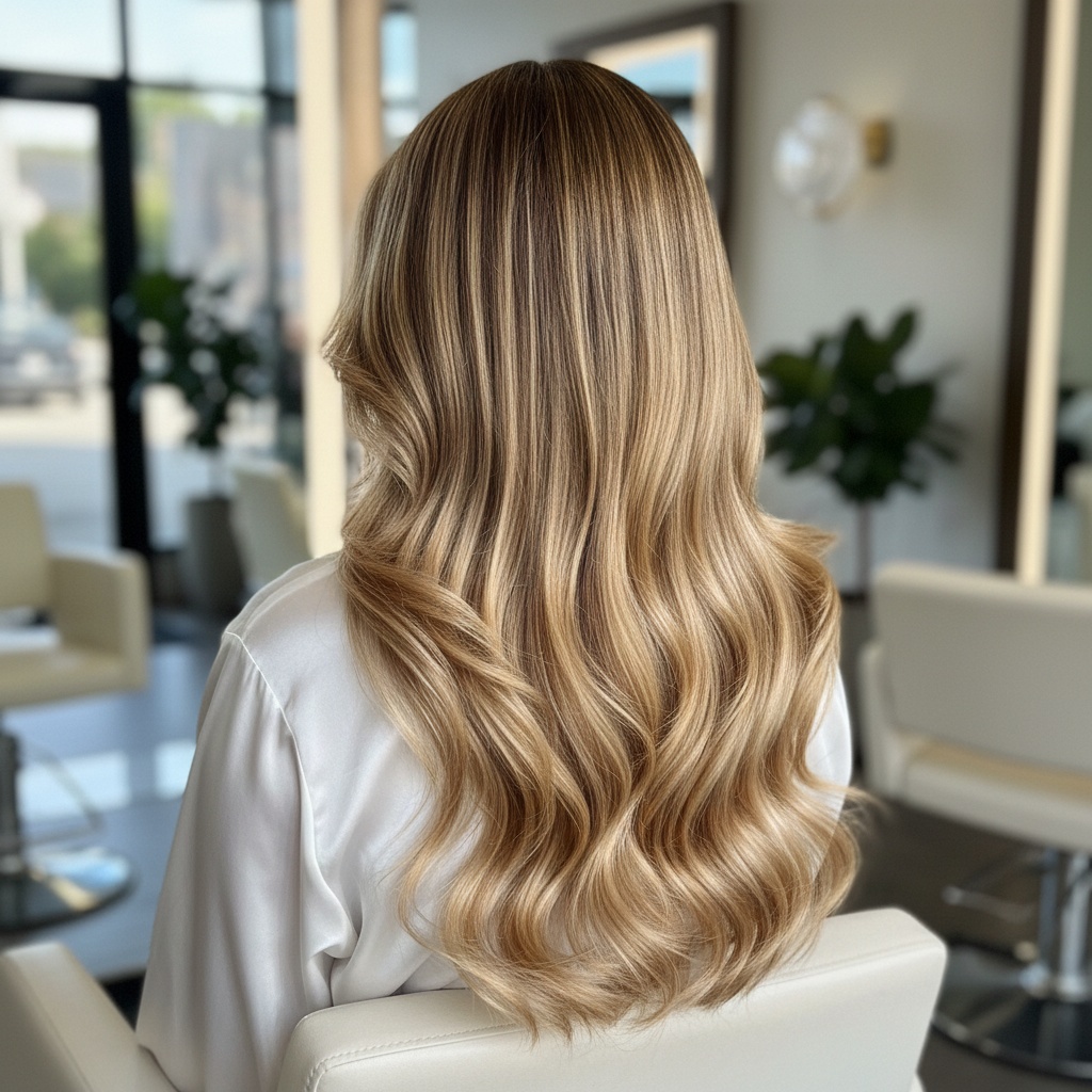 Balayage colour work in progress at the salon